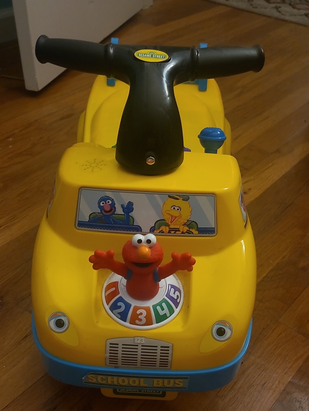 Sesame Street Yellow & Blue Elmo School Bus Ride-On